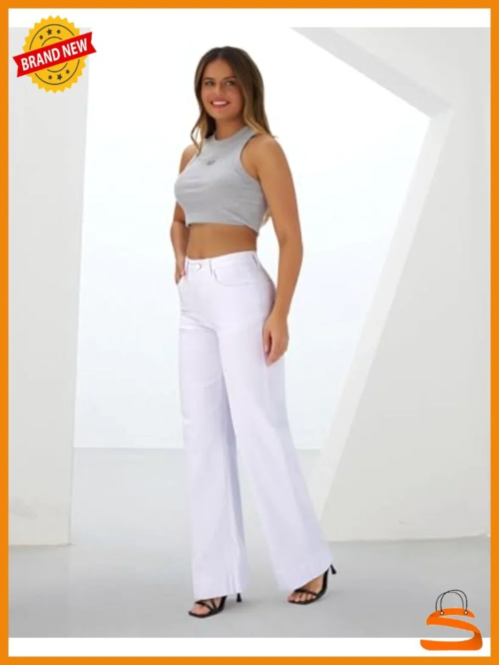 Wide Leg Jeans High Waisted Stretchy Baggy Loose Long Trouser 5 Pocket